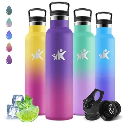Imagen de Motswedi Botella Termica 1 litro, Frio/Calor, a Prueba Fugas, Cantimplora, sin BPA, de Agua para Deporte, Oficina, Escuela, Morado Oscuro &amp; Rojo Rosa
