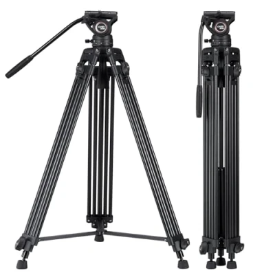 Imagen de Sistema de trípode Video, Cayer 72 Pulgadas BV30L Camcorder Pierna Aluminio, K3 Fluid Head, Carga máxima 13.2 LB, DSLR Shooting, Plus 1 Bonus Quick Release Plate