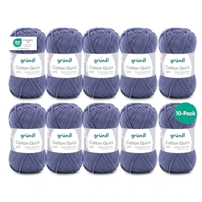 Imagen de Gründl Cotton Quick Uni, 10 ovillos de 50 g (Hilo Colores 100% algodón, Certificado Oeko Tex, / 125 m, tamaño Aguja: 3 4, x g)