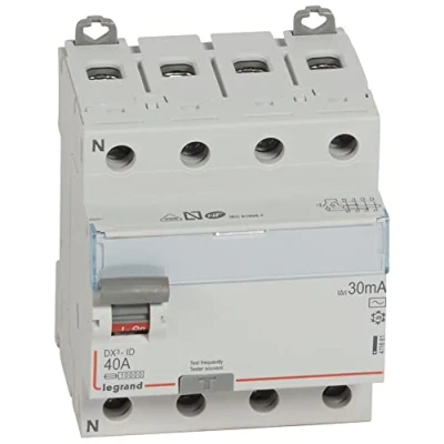 Imagen de Legrand 411661E, Interruptor Diferencial, 4P, 40 A, sensibilidad de 30mA, clase AC, DX3