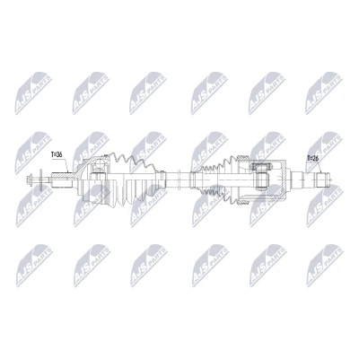Imagen de NTY NPW DW 073 Árbol de transmisión Eje delantero, izquierda 582mm Caja automática, 7 marchas