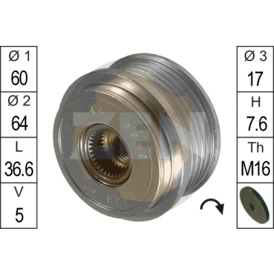 Imagen de ERA ZN5466 Rueda Libre Alternador KIA: SORENTO 1, cee‘d I Familiar, Cerato Berlina, HYUNDAI: Terracan, i30 Hatchback