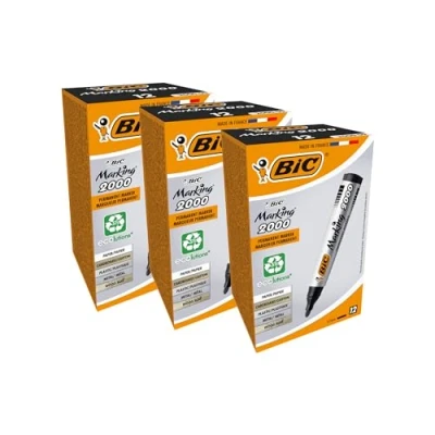 Imagen de BIC Marking 2000 ECOlutions, rotuladores permanentes punta media, material oficina, negro, caja de 36