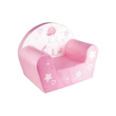 Imagen de Fun House Licorne Fauteuil Club Origine France Garantie pour Enfant L.52 x P.33 H.42 cm 713069 Sillón (52 33 42 cm), Telas, Rosa, niño