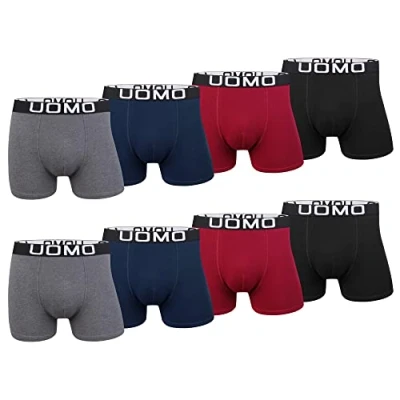 Imagen de L&amp;K 8er Pack Boxer Shorts Hombres Retro Algodón Clásico Colores Lisos Calzoncillos 1117WE M