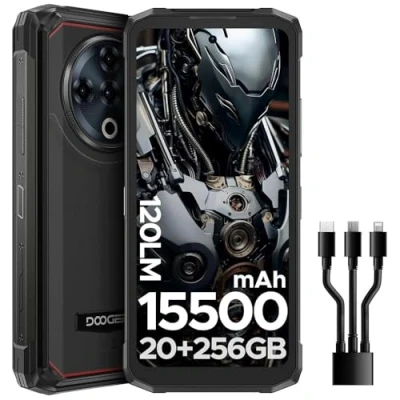 Imagen de DOOGEE FIRE6POWER Movil Irrompible, 20GB+256GB/2TB, 15500mAh Linterna de Doble luz Móvil Rugerizado, 6.56&#039;&#039;HD+ 90Hz Android 14 Resistente,50MP+8MP, NFC/OTG/Huella Dactilar/Face ID/Dual 4G SIM