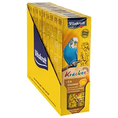 Imagen de Vitakraft Galletas con Huevo y Semillas de Hierba, palitos para periquitos exóticos, en Reserva, sin azúcar añadido (10 x 54 g)