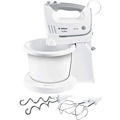 Imagen de Robot amasador Bosch MFQ36460, 450W, 5 Velocidades, Función Turbo, Fácil limpieza, Blanco