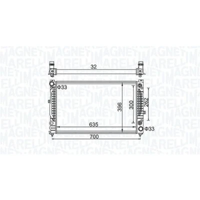 Imagen de MAGNETI MARELLI 350213185500 Radiador, refrigeración del motor 635 396 23 Aletas unidas mecánicamente AUDI: A4 B5 Berlina, A6 C5 Avant