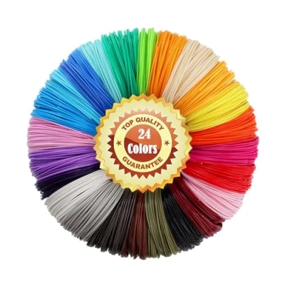Imagen de LELYFIT Filamento de Bolígrafo 3D, 24 colores 5M, Total 120M, 1.75mm PLA Filamento, Bobinas Impresión 3D Pluma Filament, Navidad para Niños (colores aleatorios)
