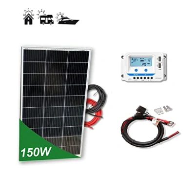 Imagen de Kit 150W PRO 12V panel solar placa monocristalina células PERC de alta eficiencia para caravanas autocaravanas