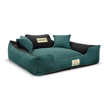Imagen de KingDog cama antideslizante para perros con cremallera de Panamá Stretch MM43, mascotas, desmontable y lavable, 100% poliéster, peso: 160 g/m2 (dimensiones exteriores: 75 x 65 cm/dimensiones