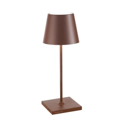 Imagen de Zafferano, Lámpara Poldina Pro Mini, de Mesa Recargable e Inalámbrica con Control Táctil, También Adecuada como Exterior, Atenuador, 2200 3000 K, Altura 30 cm, Color Corten