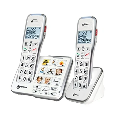 Imagen de Geemarc Amplidect 595 Photo Duo Teléfonos Fijos Amplificados con Función SOS, Timbre Potente y Botones Grandes Foto Personalizable para Personas Mayores Pérdida Auditiva Moderada o Severa