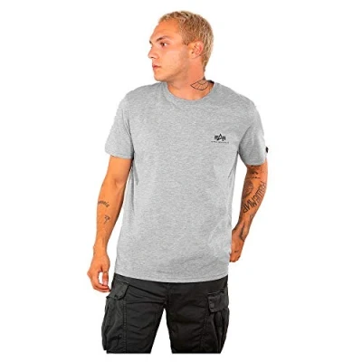 Imagen de Alpha Industries Small LOGO Camiseta estampada, Hombre, Talla: Large, Grey heather
