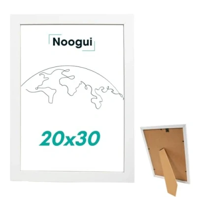 Imagen de NOOGUI Marco A4 Madera para Fotos Din Tamaño 21x30 cm Color Blanco Ideal y Certificados… (Blanco, 20x30 cm)