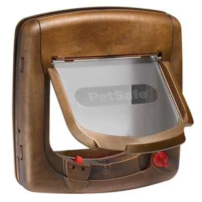 Imagen de PetSafe Staywell Deluxe Puerta para Gatos, Gatera con Sistema de Bloqueo 4 Posiciones Collar Llave Magnética Fácil Instalar Acabado en Madera