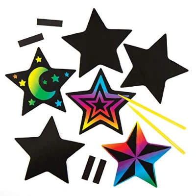Imagen de Baker Ross AC384 Imanes Rascables con Forma de Estrella (Paquete 1) Manualidades infantiles para personalizar y exhibir, Multicolor