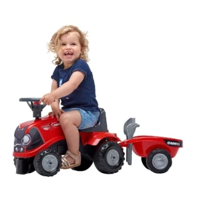 Imagen de FALK Portatractor Case IH con Remolque A Partir de 12 Meses Fabricado en Francia Pala y rastrillo incluidos 2 Estilos personalización Matrícula Personalizable 238C
