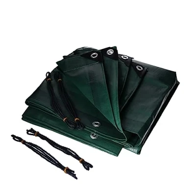 Imagen de lona de 5 m x m, 260 g/m², con ojales (50 cm distancia), impermeable, resistente a los rayos UV, lavable, protección, cubierta madera, para muebles jardín, barco, piscina