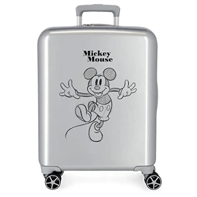 Imagen de Disney 100 Mickey Joyful Happy Maleta de cabina Gris 40x55x20 cms Rígida ABS Cierre TSA integrado 38