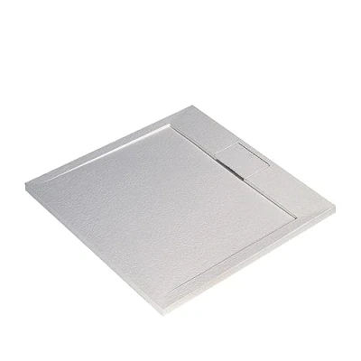 Imagen de Ideal Standard Ultra Flat S i.life, Plato de ducha cuadrado 70 x resina, desagüe con oculto, acabado mate efecto piedra, blanco