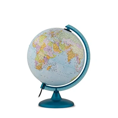 Imagen de Tecnodidattica Globo terráqueo Night&amp;Day para niños y adolescentes Doble efecto de cartografía política constelaciones Luminoso giratorio Meridiano graduado Textos en italiano Diámetro 25 cm