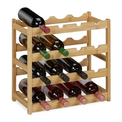 Imagen de Relaxdays Botellero Bambú, Soporte Madera para 16 Botellas de Vino, Almacenaje Horizontal, 42,5 x 45 23,5 cm, Natural