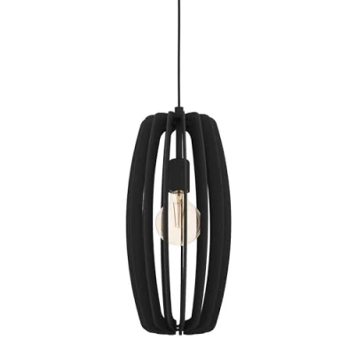 Imagen de Eglo lámpara colgante Bajazzara, candil de 1 luz para comedor, luminaria escandinava madera y metal en negro, pendiente con casquillo E27