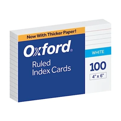 Imagen de Oxford Tarjetas de índice en blanco, 8 x 13 cm, color 100 unidades, blanco 4 6, cards
