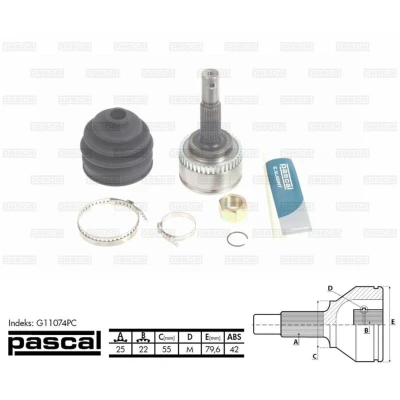 Imagen de PASCAL G11074PC Junta Homocinética lado de rueda NISSAN: Almera II Hatchback