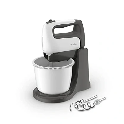 Imagen de Moulinex HM4641 Prep&#039;Mix+ Batidora eléctrica, con varillas y ganchos amasadores de acero inoxidable para mezclar, batir montar, recipiente autoajustable 2,5 l, 5 velocidades ajuste turbo