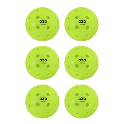 Imagen de OZO Pickleball Set de 6 Bolas para Exteriores, 40 Agujeros, Moldeo por Rotación