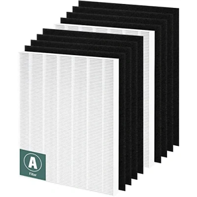 Imagen de 115115 Filtros de repuesto A para purificador aire Winix PlasmaWave C535, 5300 2, 6300 5300, 6300, AM90, P300, Funmit 2 filtro HEPA tamaño 21 + 8 prefiltros carbón activado