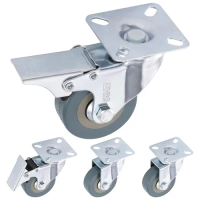 Imagen de H&amp;S Ruedas para Muebles Pesados 4x Giratorias con Freno Max. 200 kg Resistentes Mover Giratorio Doble Rodamiento Negras 50mm