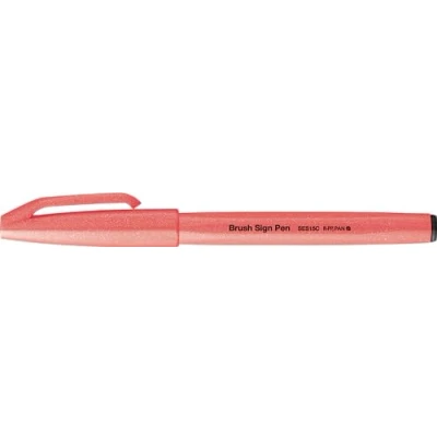 Imagen de Pentel SES15C FBX Brush Sign Pen Rotulador de punta tipo pincel, color rojo neón
