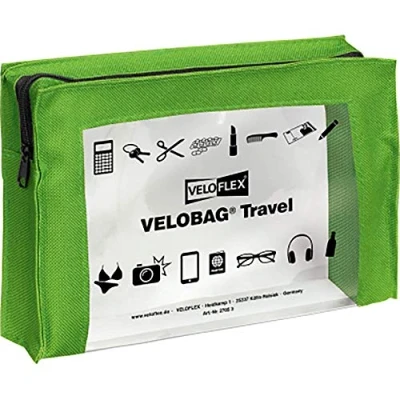 Imagen de VELOFLEX 2705341 VELOBAG Travel DIN A5 bolsa pequeña con cremallera multiusos, textil y PVC, verde, 1 pieza