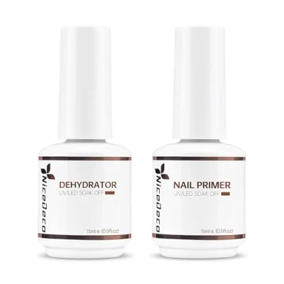 Imagen de Nicedeco Dehydrator y Primer Semipermanente UV LED Soak off Kit de Uñas Esmaltes Semipermanentes en Gel Para Manicura Pedicura 2 x 15ml