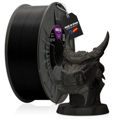 Imagen de WINKLE Filamento PLA PRO 1,75mm Negro Azabache Bobina de 300g Alta Precisión Dimensional para Impresión 3D Resistencia Mecánica y Térmica Superior HDT 95ºC Alto Nivel Detalle