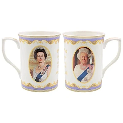 Imagen de The Leonardo Collection Taza con texto en inglés Her Majesty Queen, color blanco, 10 cm de alto