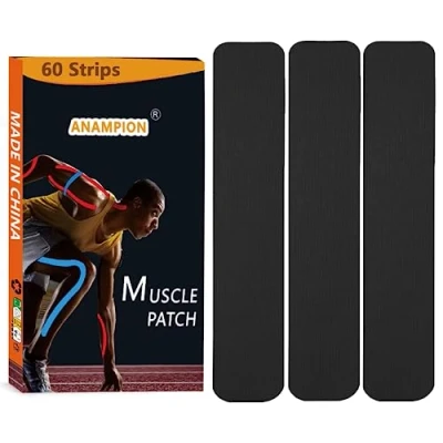 Imagen de ANAMPION Cinta de Kinesiología Tape Precortada 5cm*25cm, Kinesiotape Deportiva Elástica para Hombros, Rodilla, Codo, Alivio del Dolor, Sin Látex, Resistente al Agua (Negro)