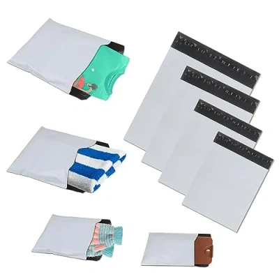 Imagen de huruirui 100pcs Bolsas Para Envíos, Sobres Envios de Correo Plástico Autoadhesivas Opacas Plastico Paquetes Ropa Logística Embalaje Caja Postal Bolsa Blanco