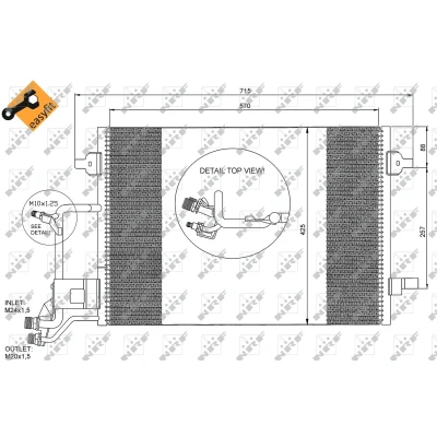 Imagen de NRF EASY FIT 35291 Condensador con junta anular Aluminio 570 AUDI: A6 C5 Berlina