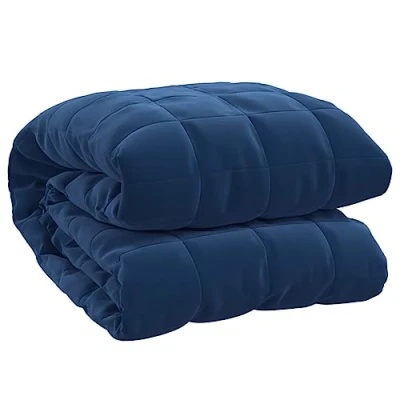 Imagen de vidaXL Manta con Peso Tela Azul 120x180 cm 9 kg, Manta, de edredón, calmante, Ropa Cama, para la ansiedad