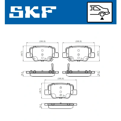 Imagen de SKF VKBP 90496 A Juego de pastillas freno con avisador acústico desgaste