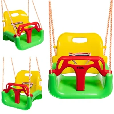 Imagen de COIL columpio infantil para exteriores, 3 en 1, ajustable niños, interior con respaldo, interiores (C0348 Grun)
