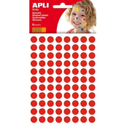 Imagen de APLI Kids 13229 Bolsa de gomets redondos 10 mm, color rojo, 6 hojas