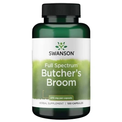 Imagen de Swanson, Full Spectrum Butcher&#039;s Broom (Escoba de Carnicero), 470mg, 100 Cápsulas, Testado en Laboratorio, Sin Soja, Gluten, OGM