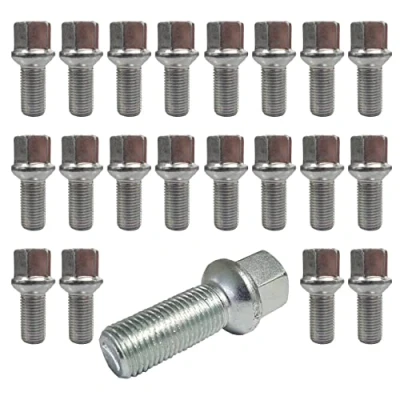 Imagen de 20 tornillos de rueda collar bola R13 M14 x 1,5 27 mm compatible con Jetta VW Golf, Bora, New Beetle, Fox, Polo, T4, Caddy, Eos, Passat, Phaeton, Scirocco, Sharan, Touran, Tiguan