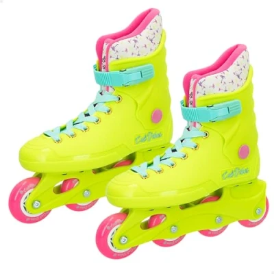 Imagen de ColorBaby CB Riders Patines en línea, Amarillo neón, Cierre Ajustable con Hebilla y Cordones, T.38 39, A Partir de 3 años, Máx. 50 kg, Patinetes línea Infantiles, Modernos sofisticados (85427)